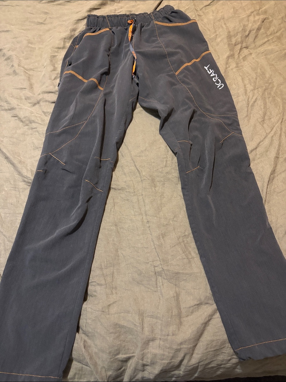 Craft Men's Gray Cargo Pants with Orange Stitching